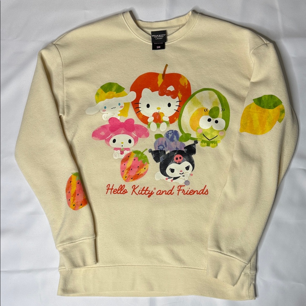 Hello Kitty Cream Sweatshirt with Colorful Characters